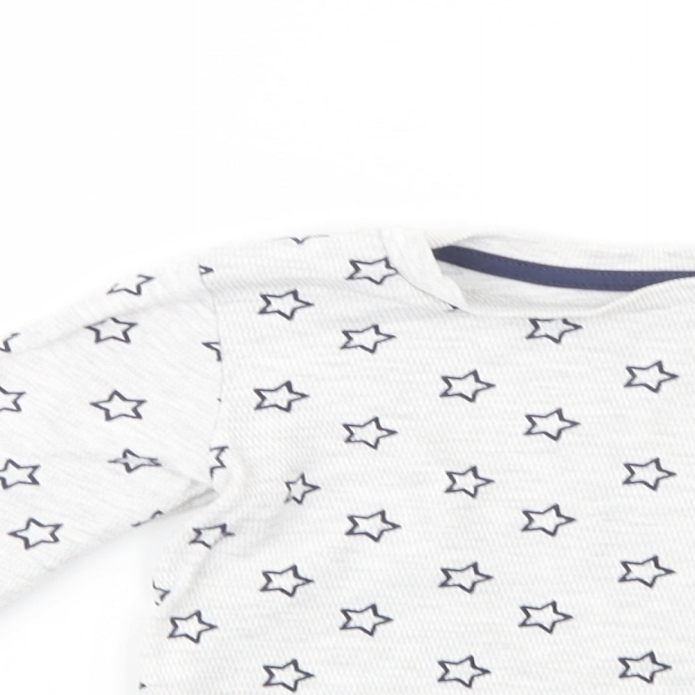 Dunnes Stores Boys Grey Geometric Cotton Basic T-Shirt Size 2-3 Years Crew Neck Pullover - Star Print