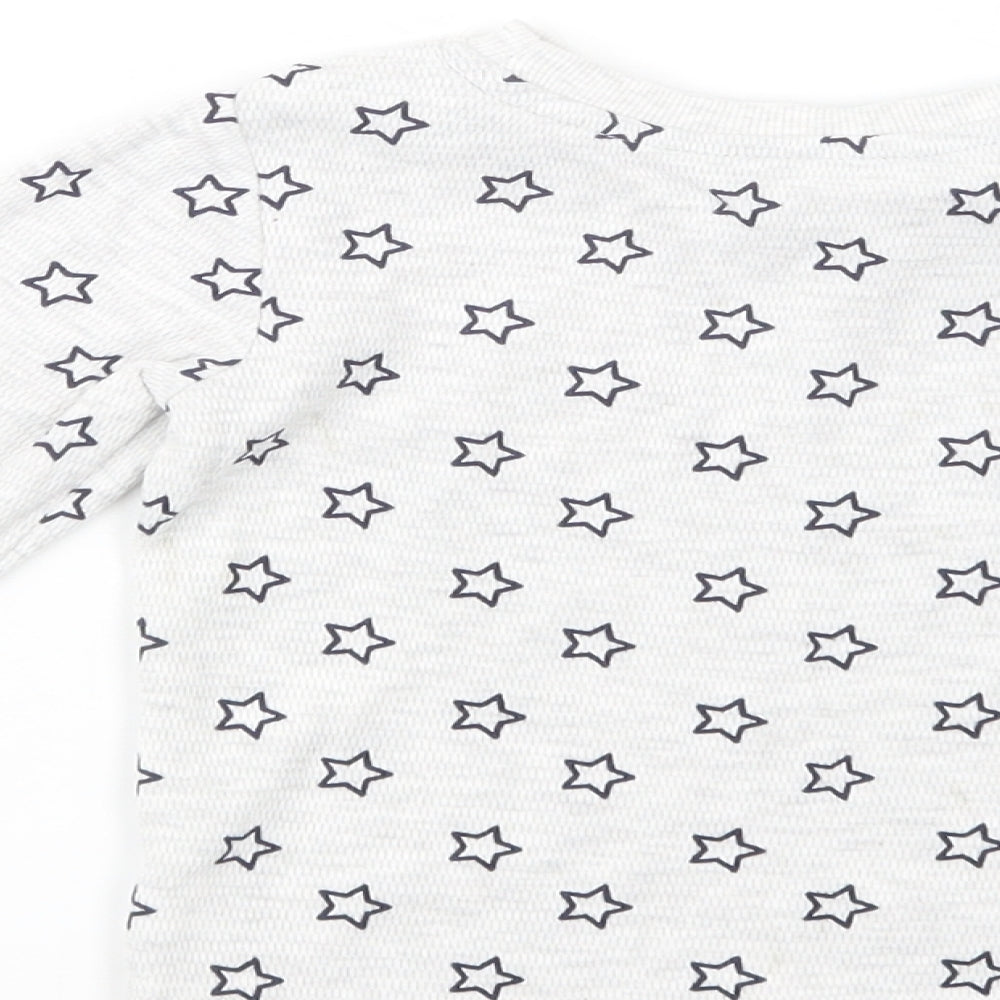 Dunnes Stores Boys Grey Geometric Cotton Basic T-Shirt Size 2-3 Years Crew Neck Pullover - Star Print