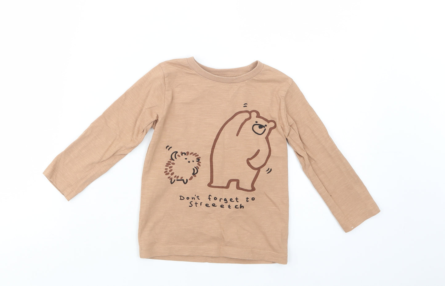 NEXT Baby Brown  Cotton Basic T-Shirt Size 18-24 Months Crew Neck Pullover - Bear