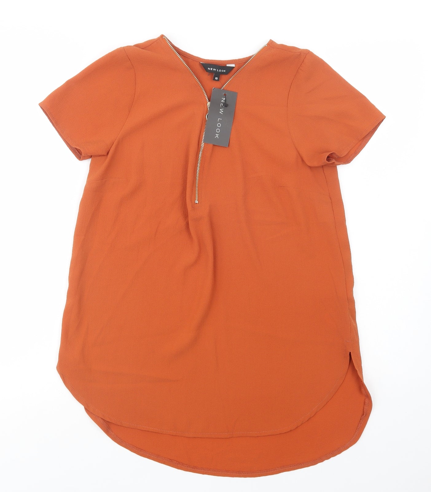 New Look Womens Brown  Polyester Basic Blouse Size 10 V-Neck