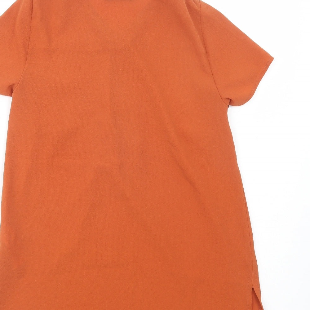 New Look Womens Brown  Polyester Basic Blouse Size 10 V-Neck