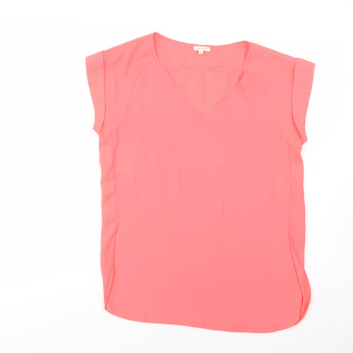 River Island Womens Pink  Polyester Basic Blouse Size 8 V-Neck