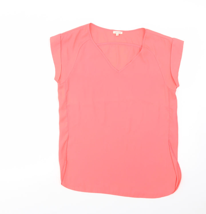 River Island Womens Pink Polyester Basic Blouse Size 8 V-Neck