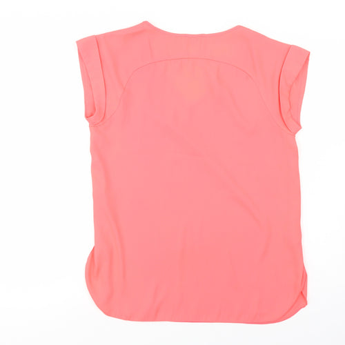 River Island Womens Pink  Polyester Basic Blouse Size 8 V-Neck