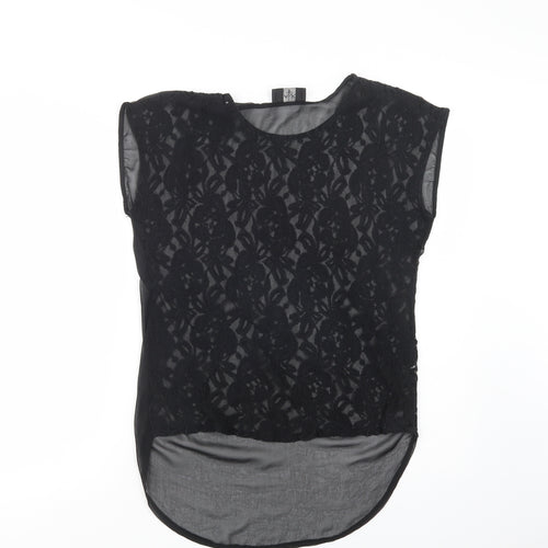 AX Paris Womens Black  Polyester Basic Blouse Size 10 Crew Neck