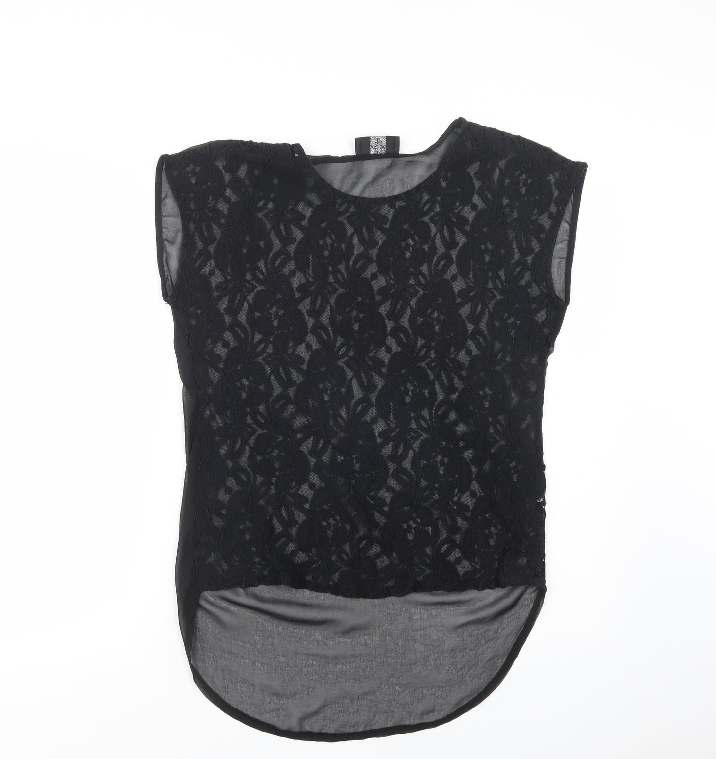 AX Paris Womens Black  Polyester Basic Blouse Size 10 Crew Neck