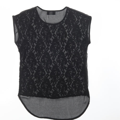 AX Paris Womens Black  Polyester Basic Blouse Size 10 Crew Neck