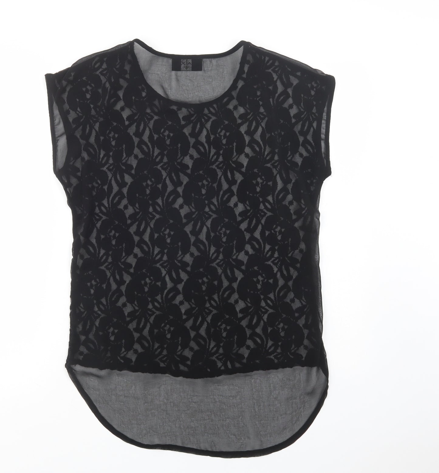 AX Paris Womens Black  Polyester Basic Blouse Size 10 Crew Neck