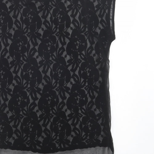 AX Paris Womens Black  Polyester Basic Blouse Size 10 Crew Neck