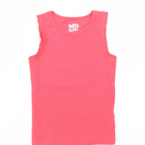 F&F Girls Pink  Cotton Basic Tank Size 6-7 Years Crew Neck Pullover