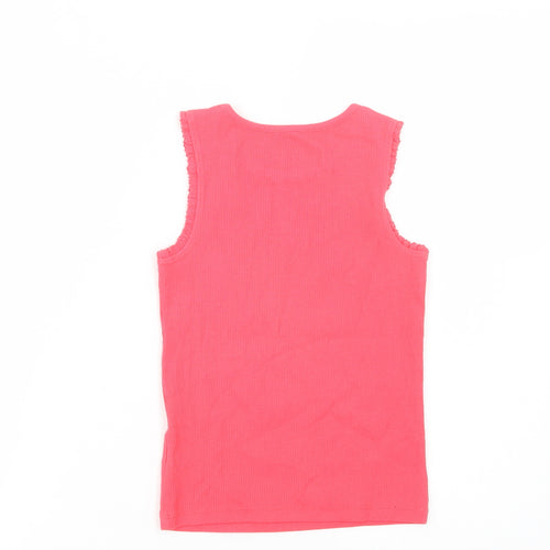 F&F Girls Pink  Cotton Basic Tank Size 6-7 Years Crew Neck Pullover