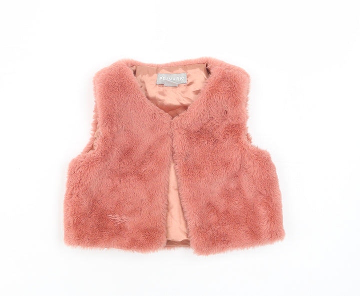 Primark Baby Pink Gilet Waistcoat Size 18-24 Months Button - Faux Fur