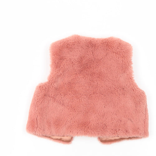 Primark Baby Pink   Gilet Waistcoat Size 18-24 Months   Button - Faux Fur