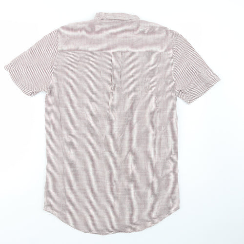 Topman Mens Red Striped Cotton  Button-Up Size S Collared Button