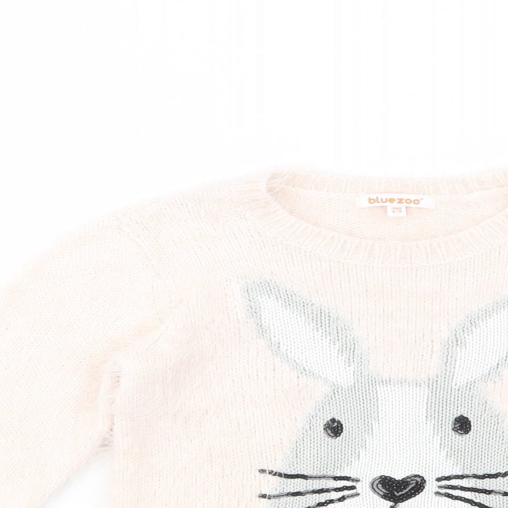 Blue Zoo Girls Pink Crew Neck  Nylon Pullover Jumper Size 4-5 Years  Pullover - Bunny