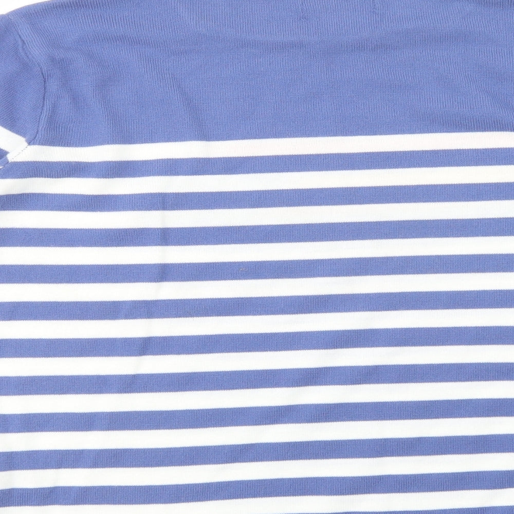 Papaya Womens Blue Crew Neck Striped Acrylic Pullover Jumper Size 14   - Star