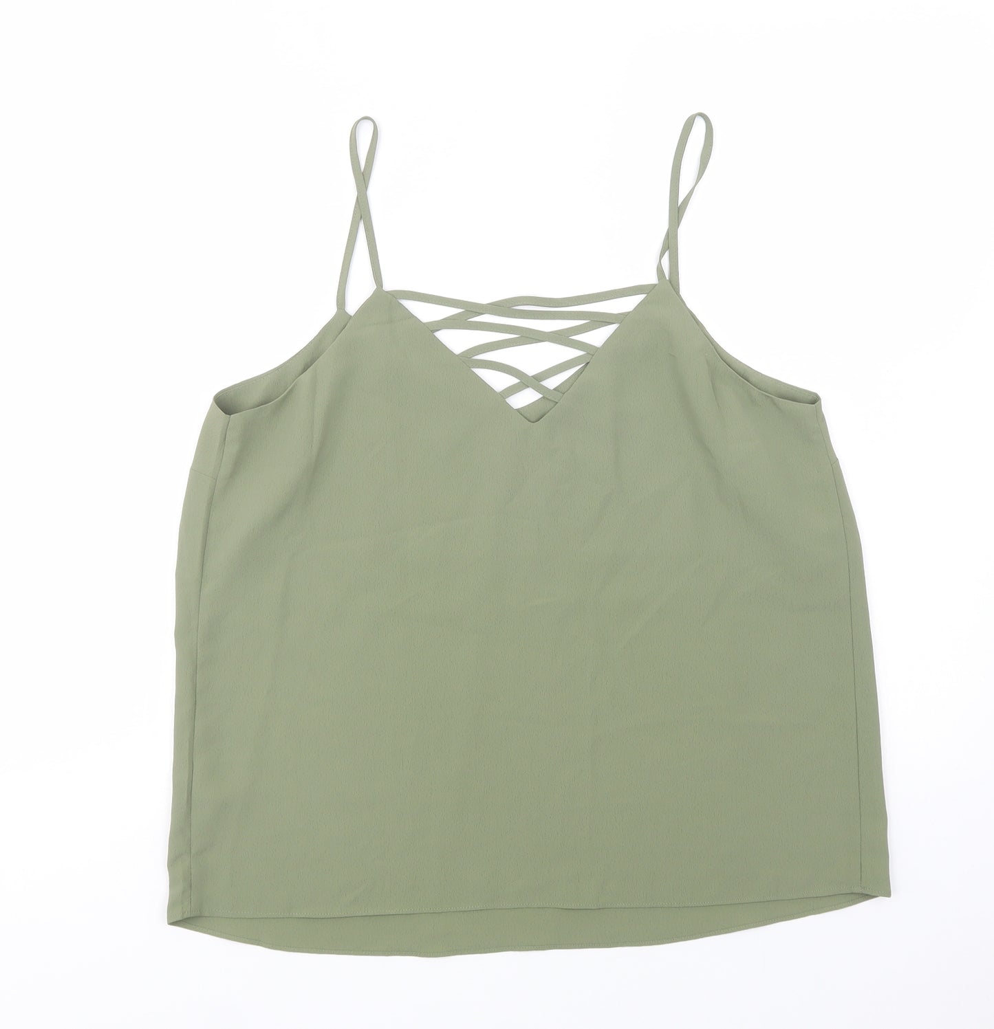 New Look Womens Green  Polyester Camisole Blouse Size 14 V-Neck