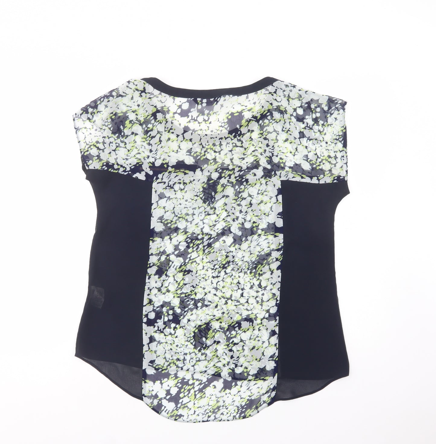 Dorothy Perkins Womens Blue Floral Polyester Basic Blouse Size 16 Boat Neck