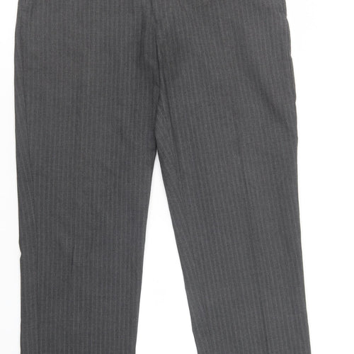 Debenhams Mens Grey Striped Polyester Dress Pants Trousers Size 38 in L32 in Regular Button