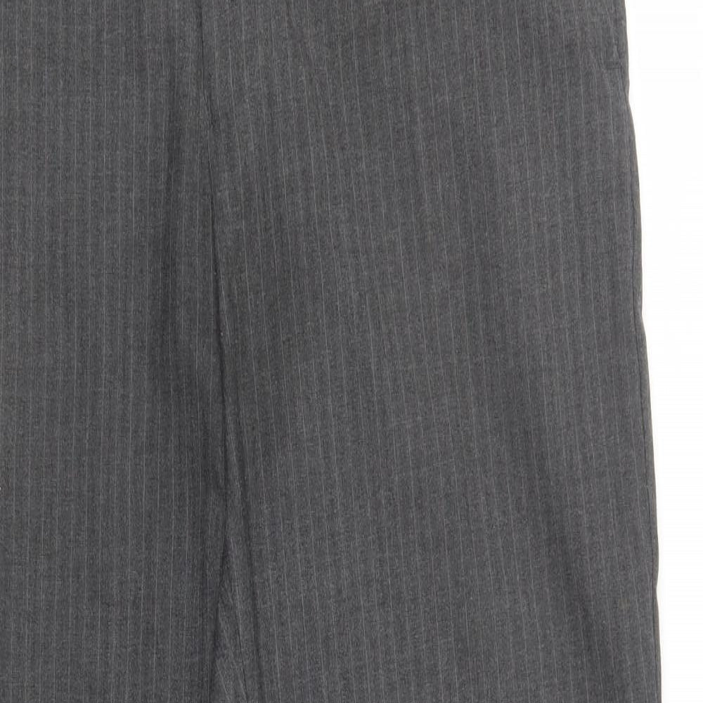 Debenhams Mens Grey Striped Polyester Dress Pants Trousers Size 38 in L32 in Regular Button