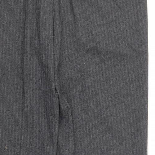 Debenhams Mens Grey Striped Polyester Dress Pants Trousers Size 38 in L32 in Regular Button