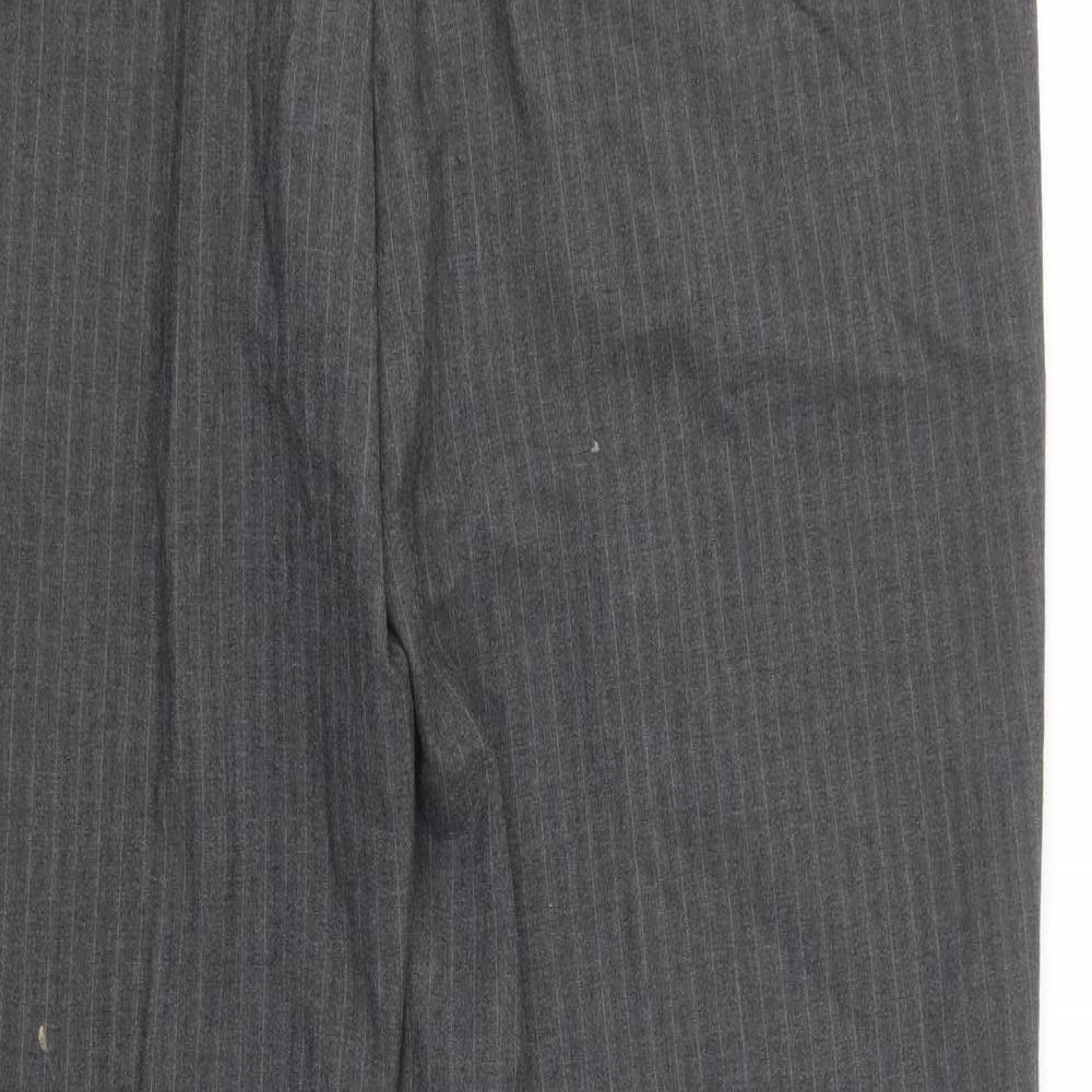 Debenhams Mens Grey Striped Polyester Dress Pants Trousers Size 38 in L32 in Regular Button