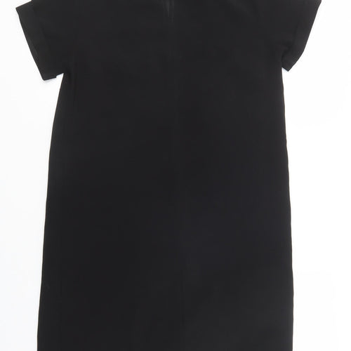 New Look Womens Black  Polyester Shift  Size 8  Crew Neck Button