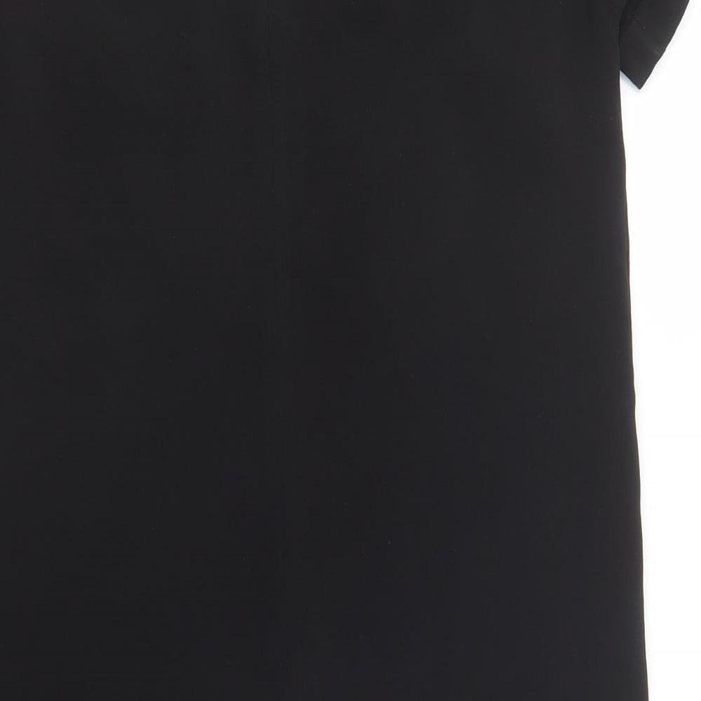 New Look Womens Black  Polyester Shift  Size 8  Crew Neck Button