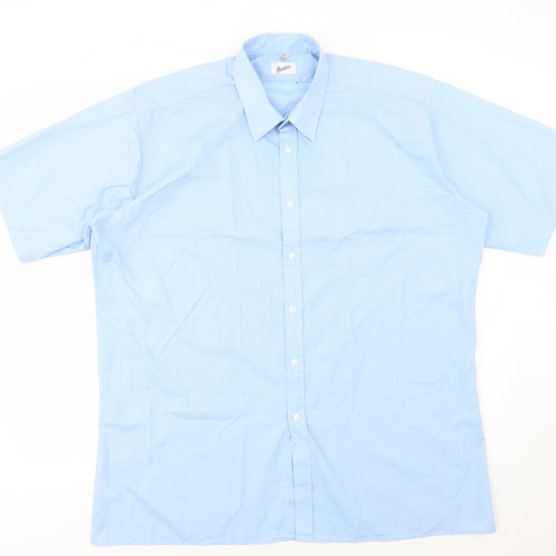 Mandate Mens Blue  Polyester  Dress Shirt Size 17.5 Collared Button