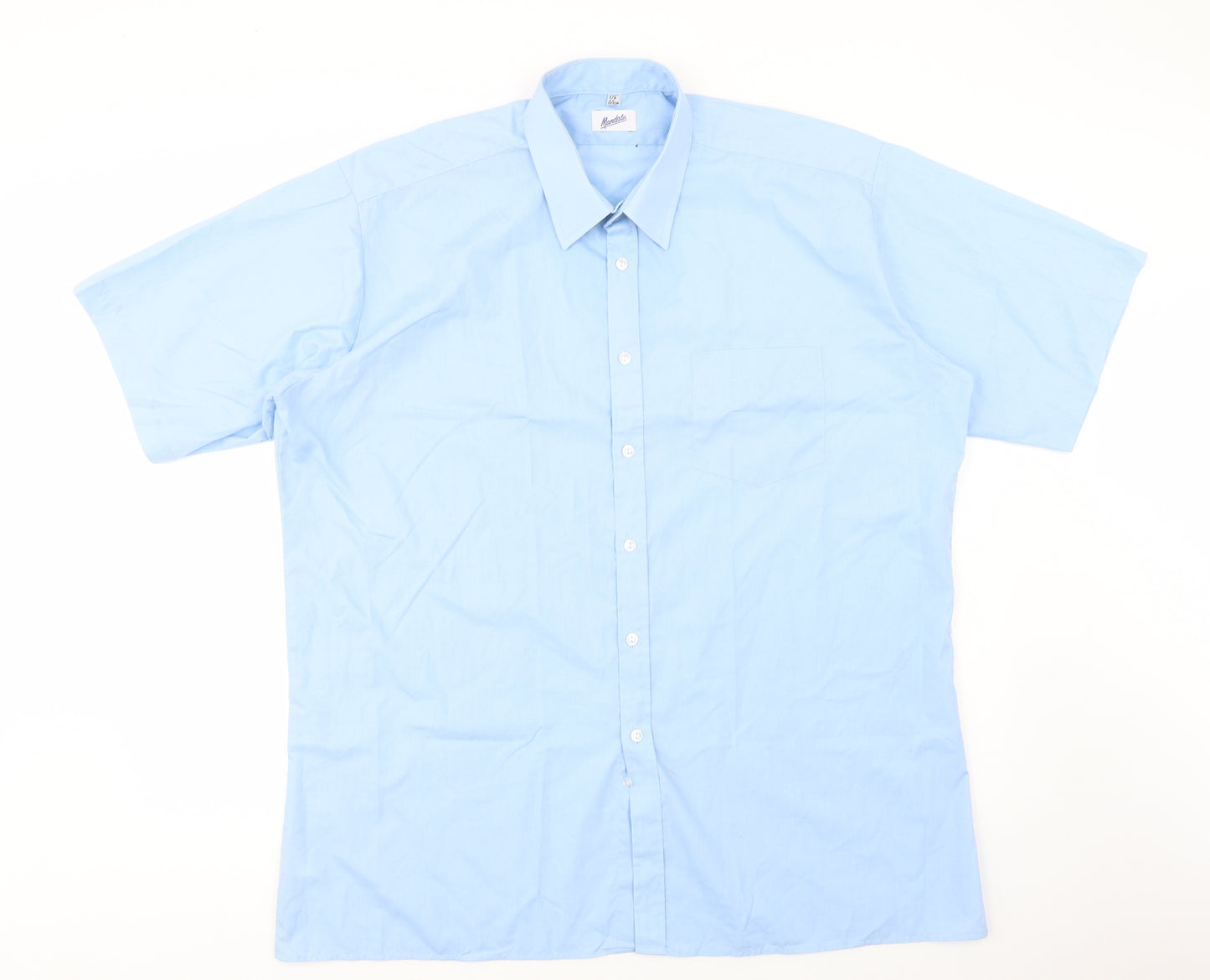 Mandate Mens Blue  Polyester  Dress Shirt Size 17.5 Collared Button