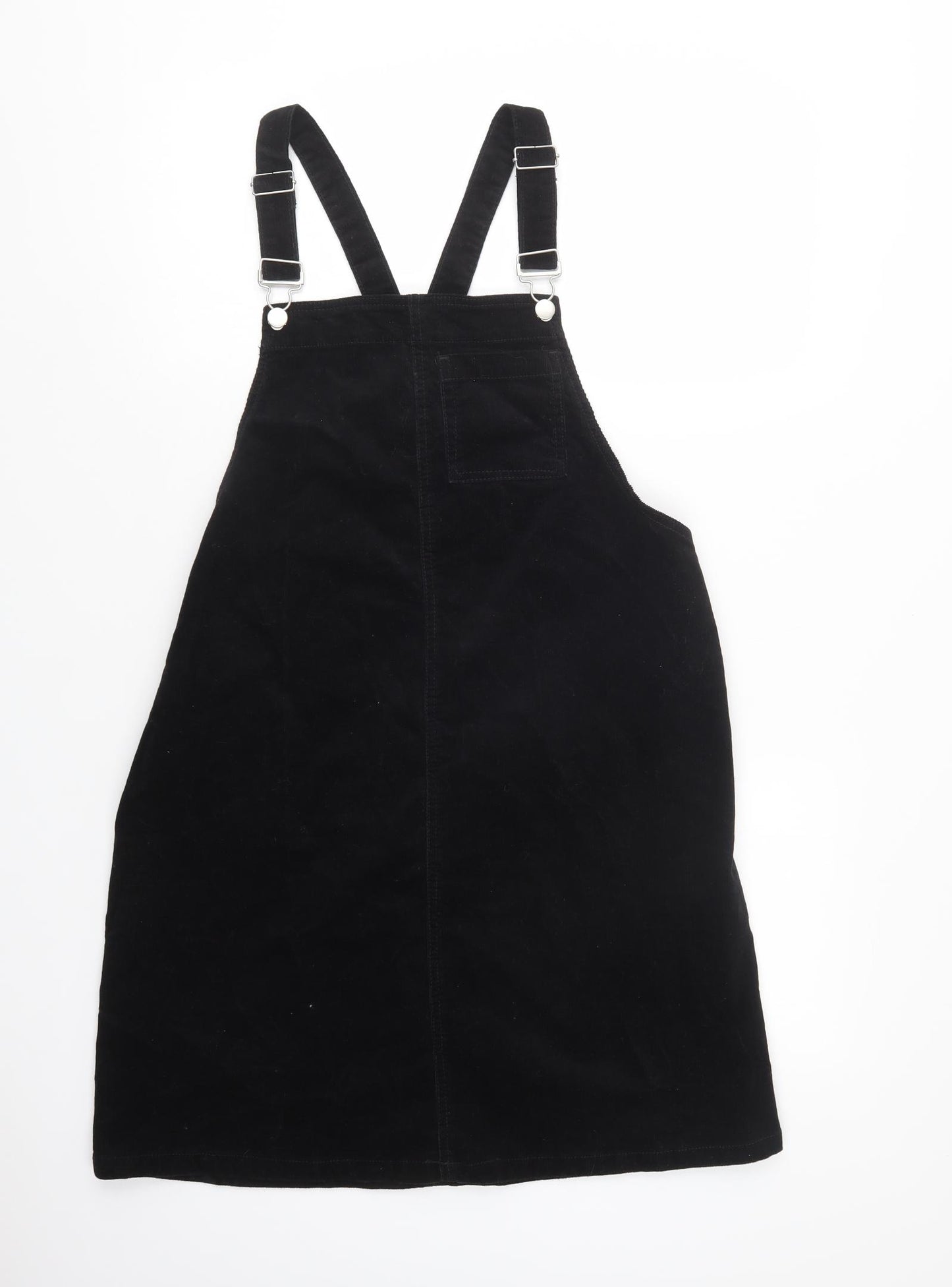 TU Womens Black  Cotton Pinafore/Dungaree Dress  Size 14  Square Neck Button