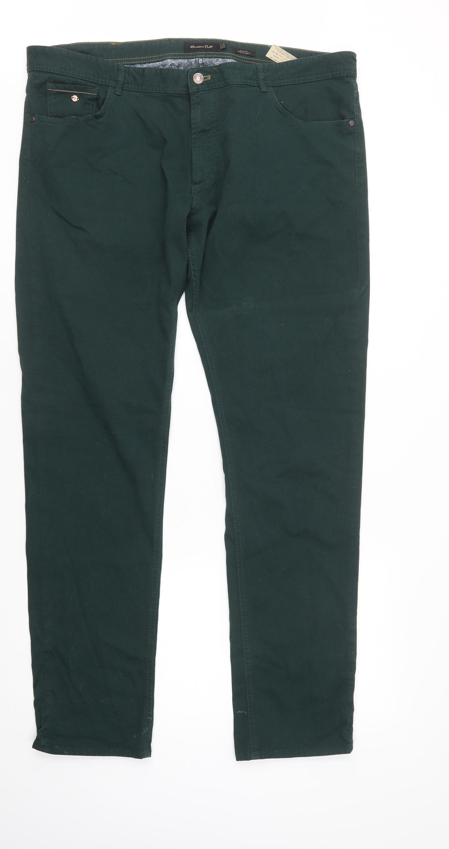 Massimo Dutti  Mens Green  Cotton Chino Trousers Size 40 in L34 in Regular Button