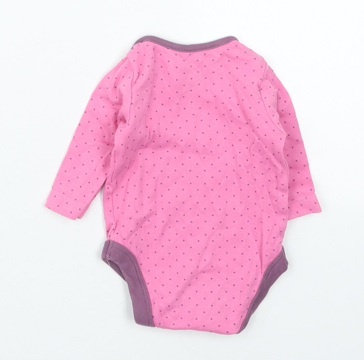 Mothercare Girls Pink Polka Dot Cotton Babygrow One-Piece Size Newborn  Button