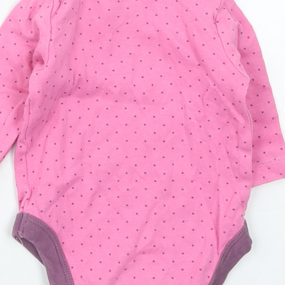 Mothercare Girls Pink Polka Dot Cotton Babygrow One-Piece Size Newborn  Button
