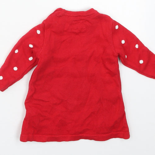 Early Days Girls Red Polka Dot Cotton Pullover Jumper Size 0-3 Months  Pullover - Penguin