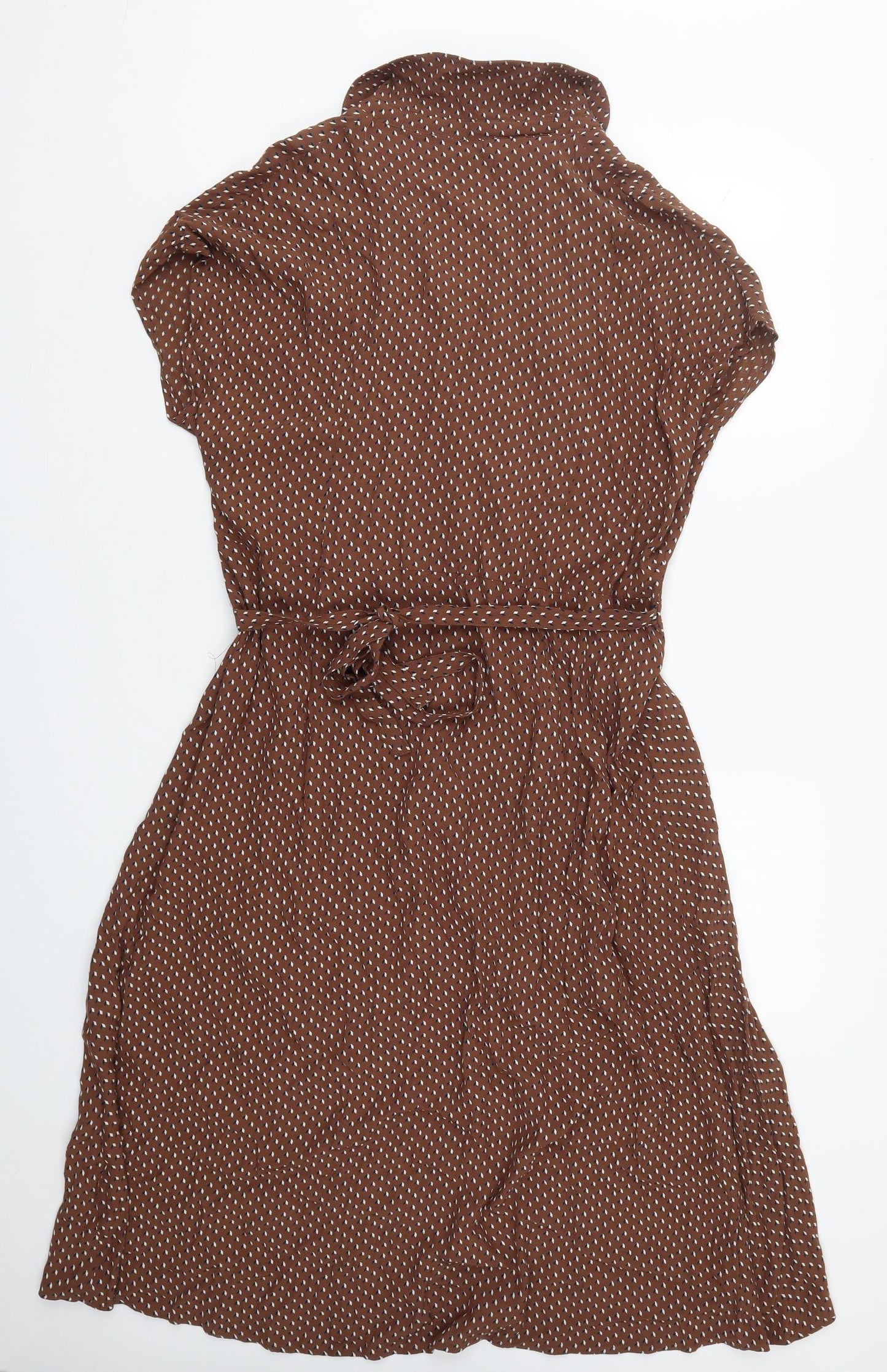 NEXT Womens Brown Geometric Viscose Shirt Dress  Size 16  Collared Button
