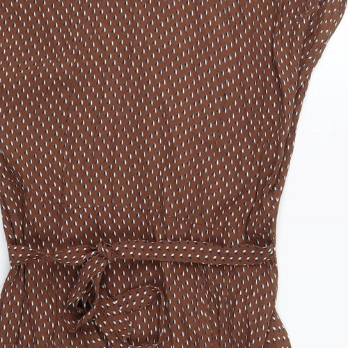 NEXT Womens Brown Geometric Viscose Shirt Dress  Size 16  Collared Button