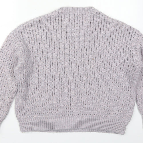 George Womens Purple Crew Neck  Polyester Pullover Jumper Size S