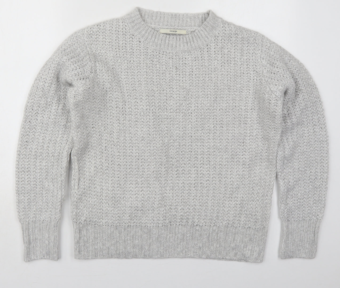 George Womens Grey Crew Neck  Acrylic Pullover Jumper Size 12