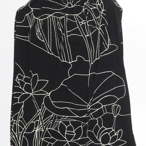 Max Edition Womens Black Floral Polyester Tank Dress  Size S  Boat Neck Pullover
