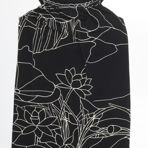 Max Edition Womens Black Floral Polyester Tank Dress  Size S  Boat Neck Pullover