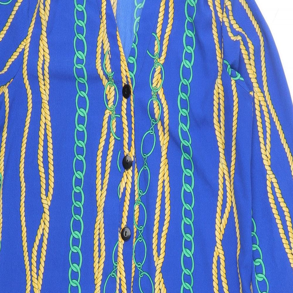 Papaya Womens Blue  Polyester Shirt Dress  Size 12  Collared Button - Rope and Chain Print