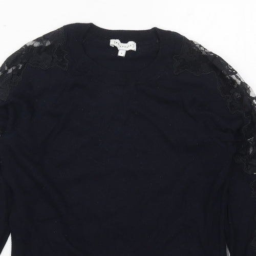 Warehouse Womens Blue Crew Neck  Viscose Pullover Jumper Size 8