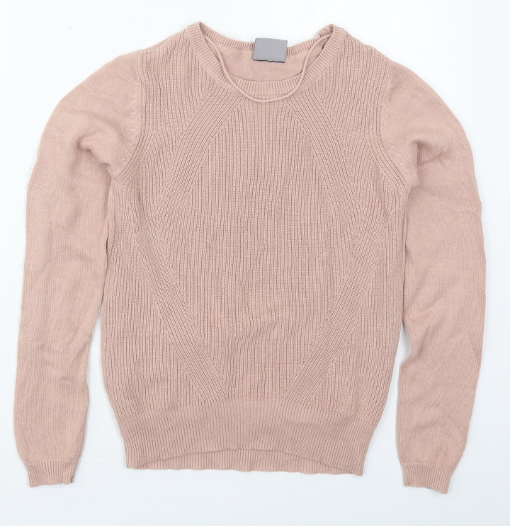 VERO MODA Womens Pink Crew Neck Acrylic Pullover Jumper Size XS