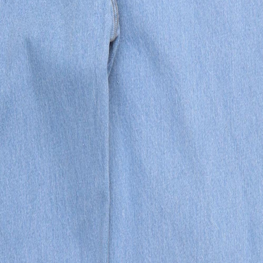 Preworn Womens Blue  Cotton Straight Jeans Size 36 in L31 in Regular Button