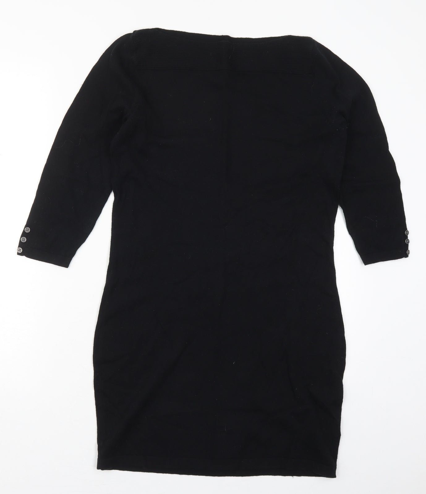 NEXT Womens Black  Cotton Jumper Dress  Size 12  Boat Neck Pullover