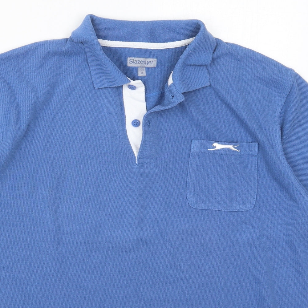 Slazenger Mens Blue  Polyester  T-Shirt Size M Collared