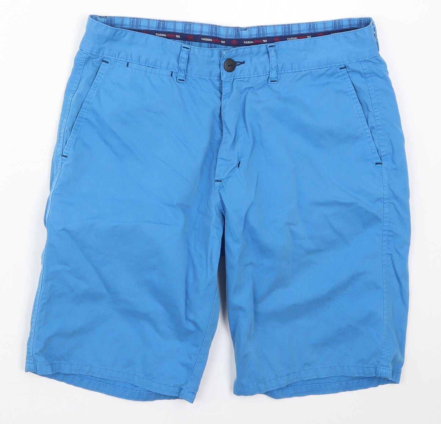 Casual Rudel Mens Blue  Cotton Bermuda Shorts Size 32 L10 in Regular Button