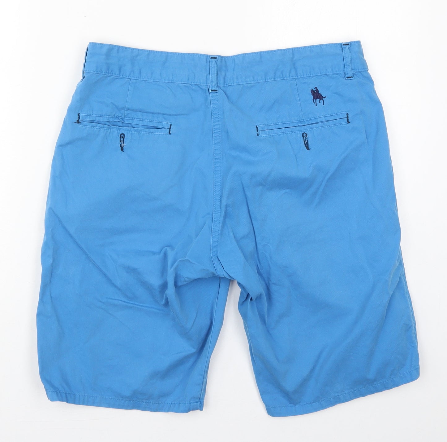 Casual Rudel Mens Blue  Cotton Bermuda Shorts Size 32 L10 in Regular Button