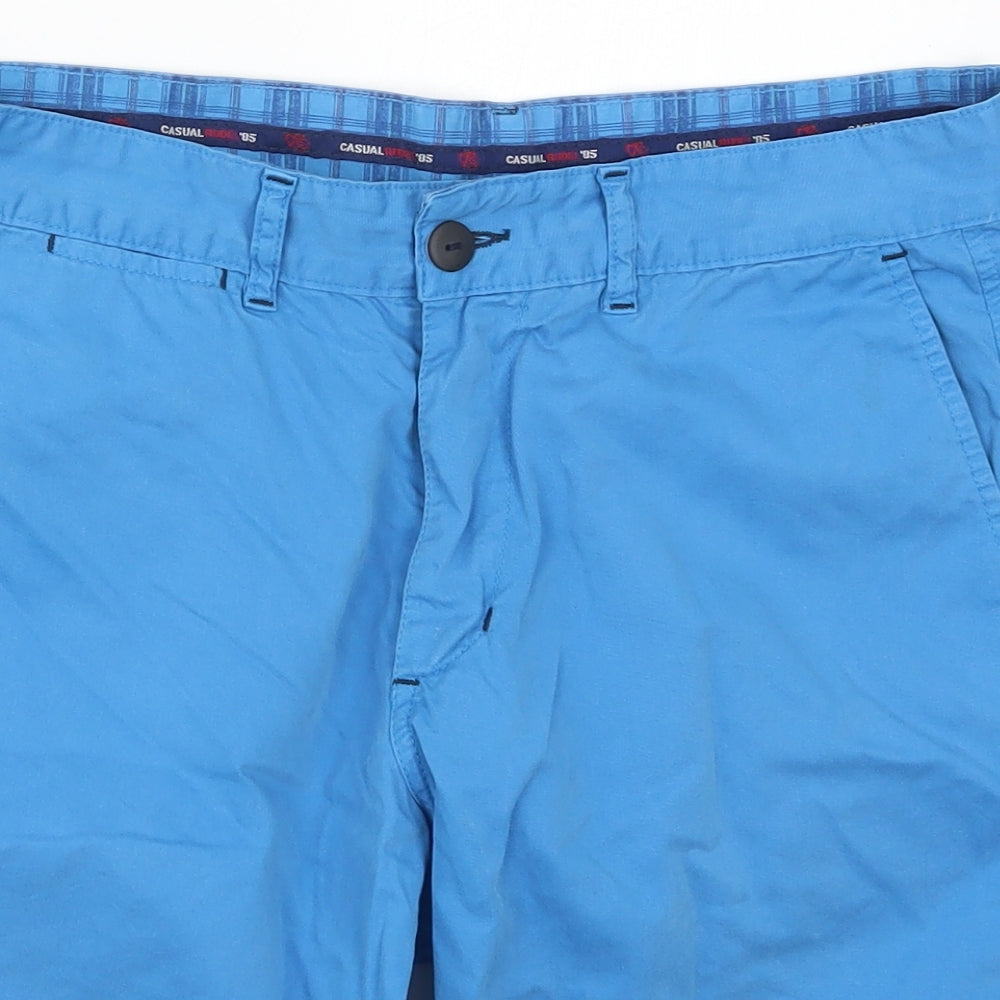 Casual Rudel Mens Blue  Cotton Bermuda Shorts Size 32 L10 in Regular Button